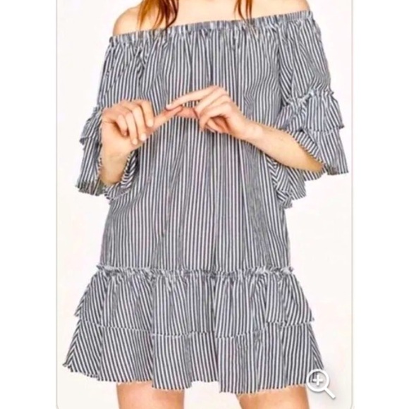 Zara off the shoulder striped tunic dress - Picture 12 of 12
